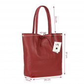Geanta shopper din piele naturala DiAmanti Luisa Rosso